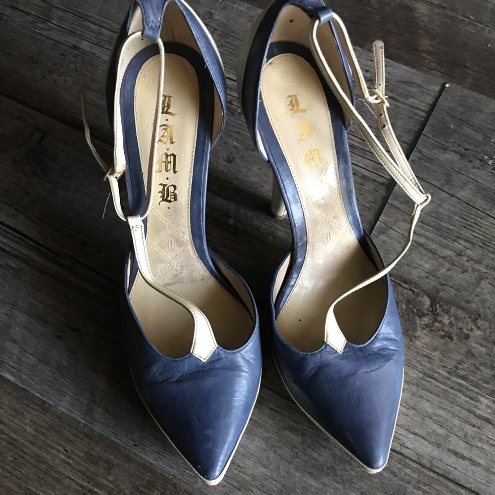 Denim blue LAMB leather heels